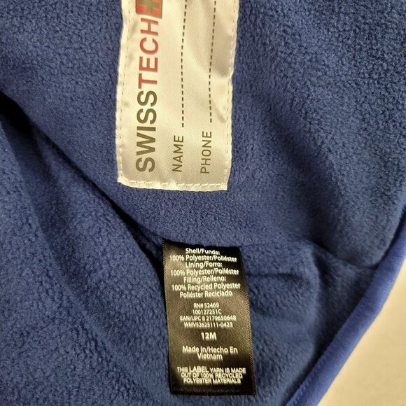 Swiss Tech 12M Boys Puffer Jacket Hood Mitten Covers Blue Yellow Green Peaks - Picture 6 of 7